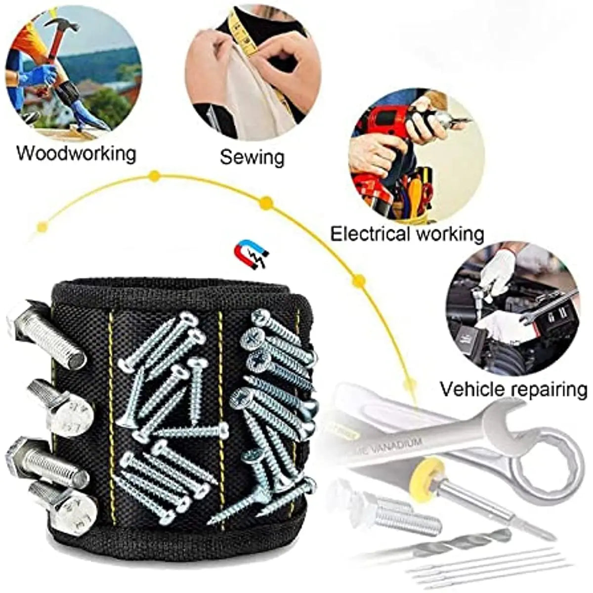 Magnetic Wristband for Holding Screws,Nails