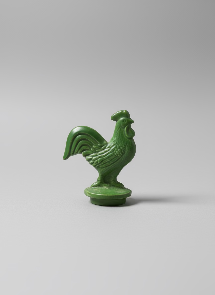 Green rooster figurine topper